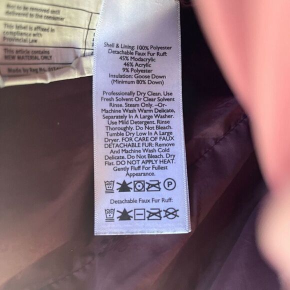 Eddie Bauer 650 fill goose down quilted belted merlot coat - Picture 6 of 8